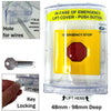 Secure Emergency Stop Button Cover with key and plastic breakable lock
