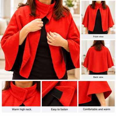 Reversible Fleece Cape – Red & Black