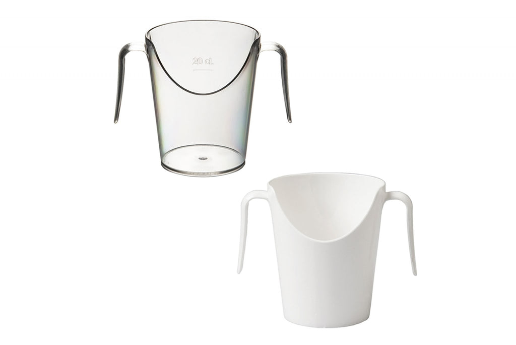 Two Handled Polycarbonate Nose Cup - Clear and White