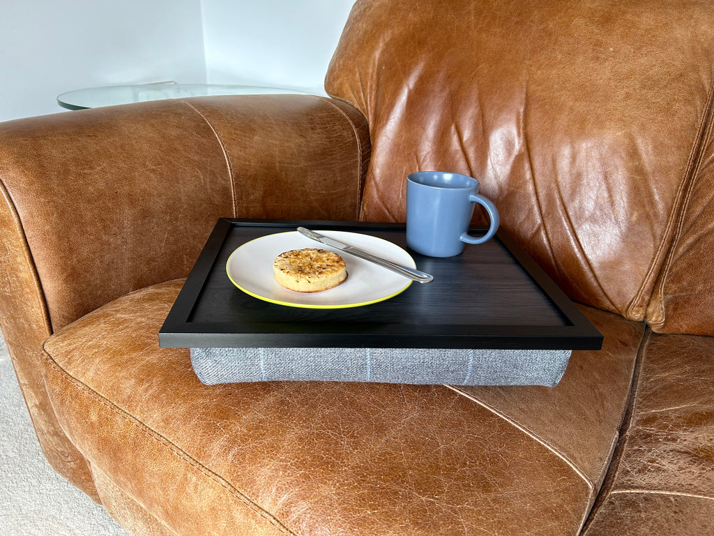 LIMITED EDITION Luxury Grey Setter Tweed Lap Tray with Bean Bag Base from Made in the Mill