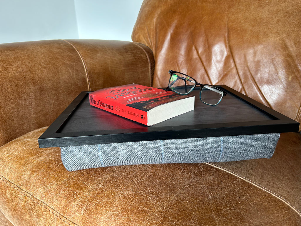 LIMITED EDITION Luxury Grey Setter Tweed Lap Tray with Bean Bag Base from Made in the Mill