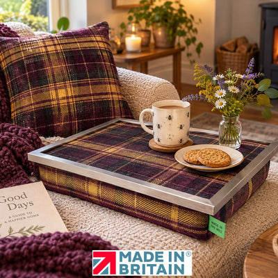 Limited Edition Luxury Papillion Tweed Lap Tray With Chrome Frame & Bean Bag Base