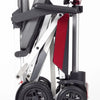 A side view of the red Manual Fold+ Scooter fullly folded up