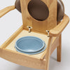 the image shows a close up of the pan on the mole coloured oak commode chair the 