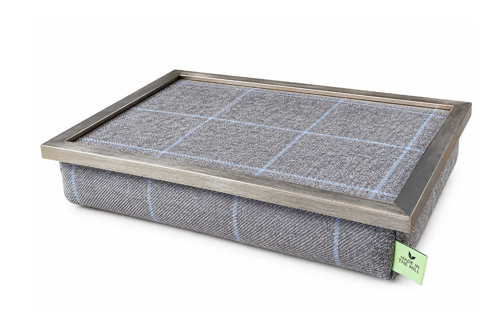 Luxury Grey Setter Tweed Lap Tray with Bean Bag Base from Made in the Mill