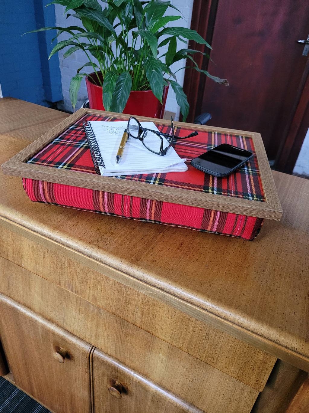 Made in the Mill Royal Stewart Red Tartan Lap Tray with Bean Bag