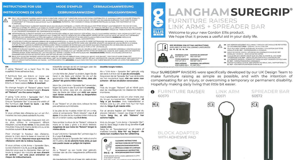 Accessories for the Langham SureGrip Chair Raisers