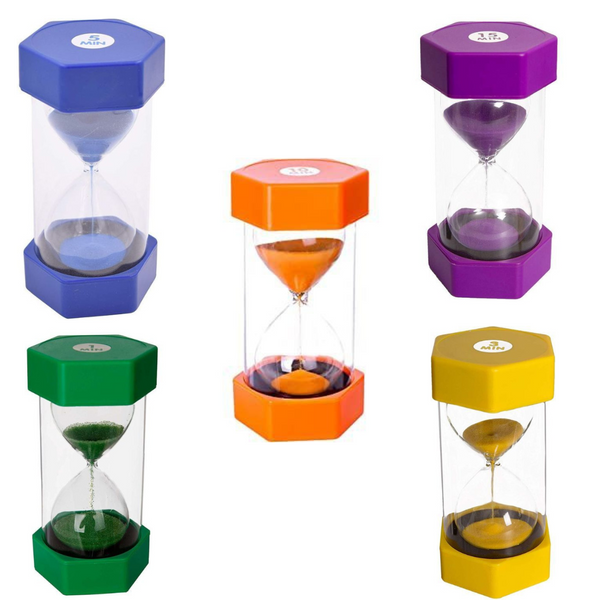 Sand Timers - Blue, Purple, Orange, Green and Yellow