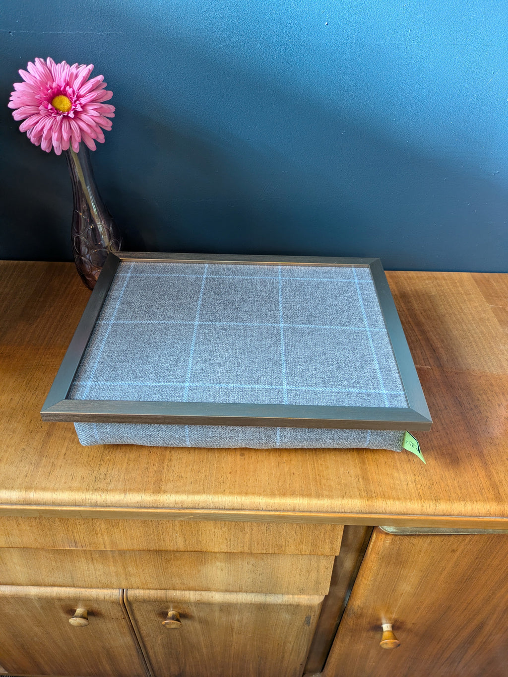 Luxury Grey Setter Tweed Lap Tray with Bean Bag Base from Made in the Mill