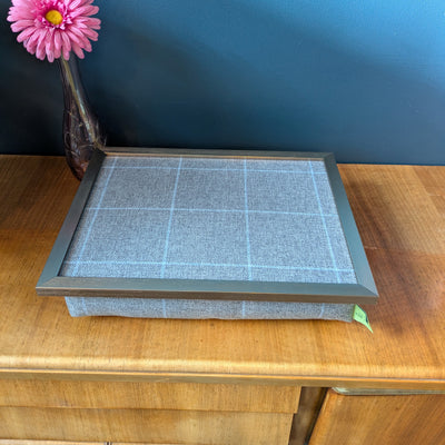 Luxury Grey Setter Tweed Lap Tray with Bean Bag Base from Made in the Mill
