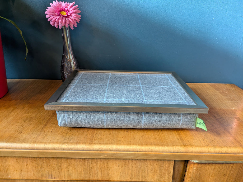 Luxury Grey Setter Tweed Lap Tray with Bean Bag Base from Made in the Mill