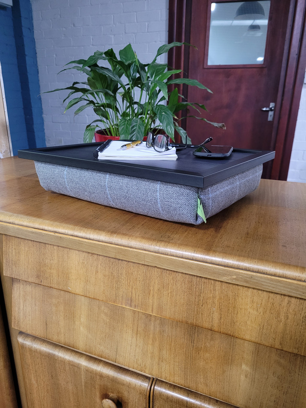 LIMITED EDITION Luxury Grey Setter Tweed Lap Tray with Bean Bag Base from Made in the Mill