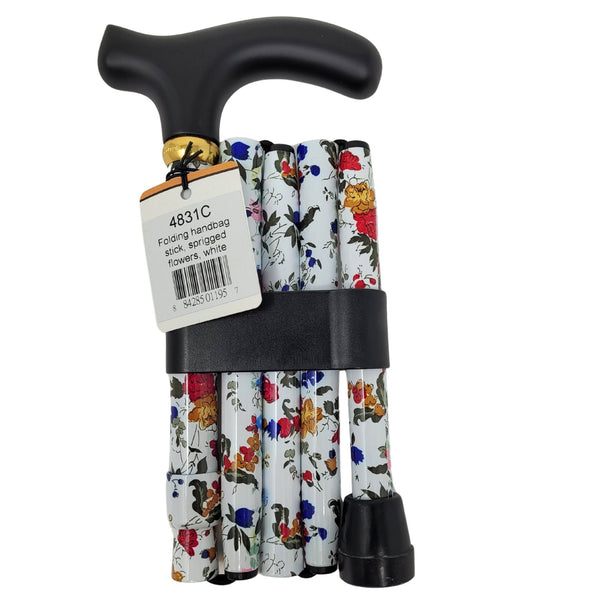 Classic Canes Slimline Folding Handbag Cane Sprigged Floral - Navy or White