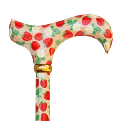 Classic Canes Folding Fashion Derby Cane Strawberries and Cream Design