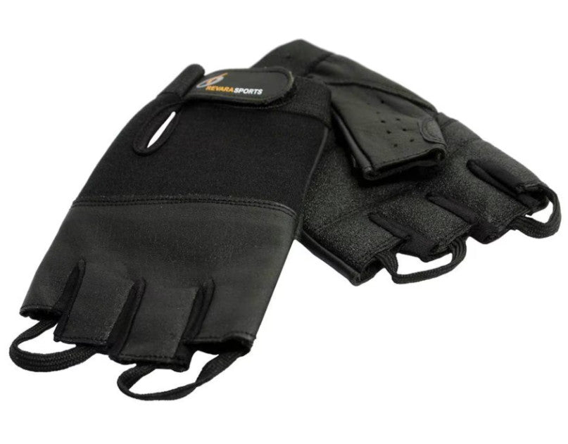 Revara Sports Leather Summer Weight Open Finger Wheelchair Gloves