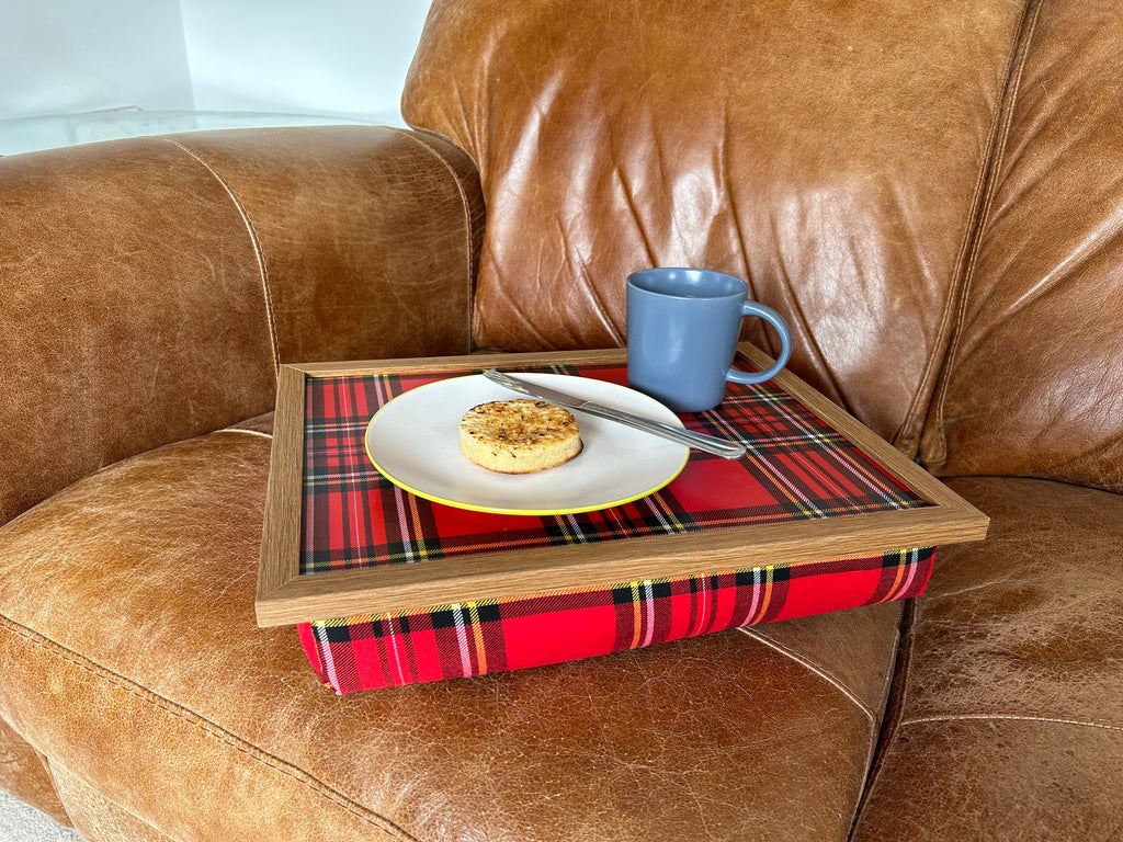 Made in the Mill Royal Stewart Red Tartan Lap Tray with Bean Bag