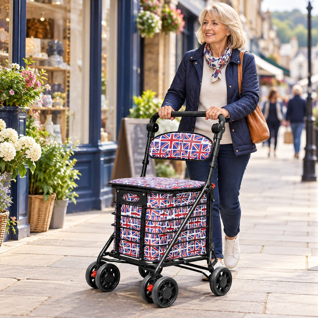 Push Along Shopping Trolley with Seat & Brakes – Shop, Rest & GoBuilt