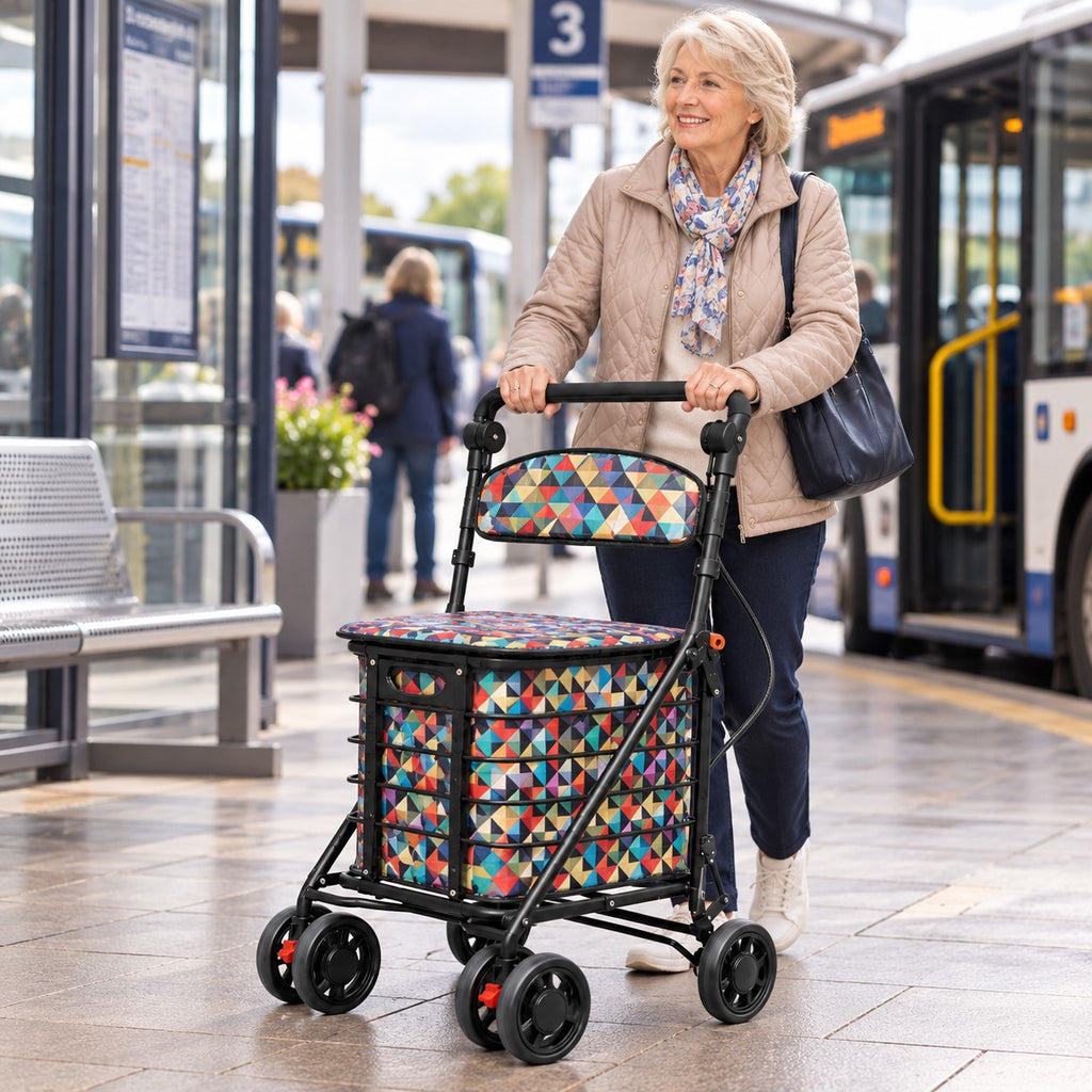 Push Along Shopping Trolley with Seat & Brakes – Shop, Rest & GoBuilt