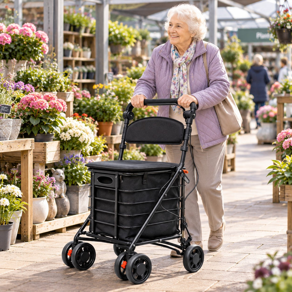 Push Along Shopping Trolley with Seat & Brakes – Shop, Rest & GoBuilt