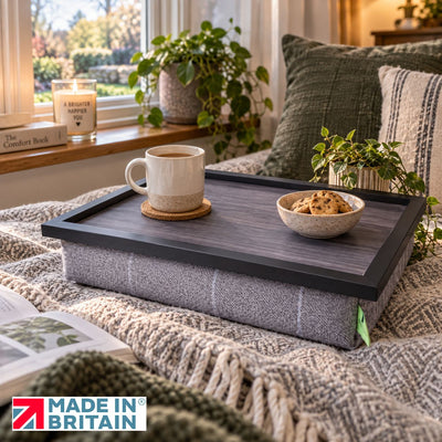 LIMITED EDITION Luxury Grey Setter Tweed Lap Tray with Bean Bag Base from Made in the Mill
