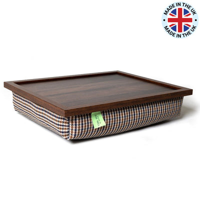 The Luxury Dogtooth Lap Tray with Bean Bag, with the 'Made In The UK' logo in the top right corner