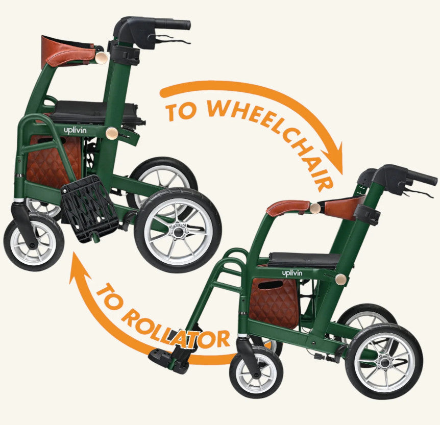 Uplivin' Glide 2-in-1 Rollator and Transit Wheelchair