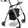 The Silver coloured Lightweight Four Wheeled Rollator