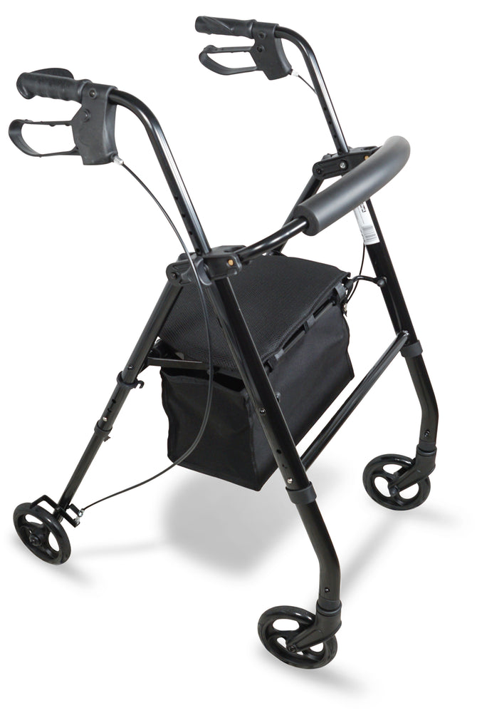 The Black Lightweight Four Wheeled Rollator