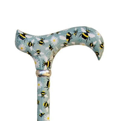 the image shows a close up of the bee design on the classic derby cane