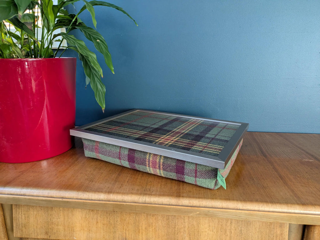 Limited Edition Luxury Brittany Tweed Lap Tray With Chrome Frame & Bean Bag Base