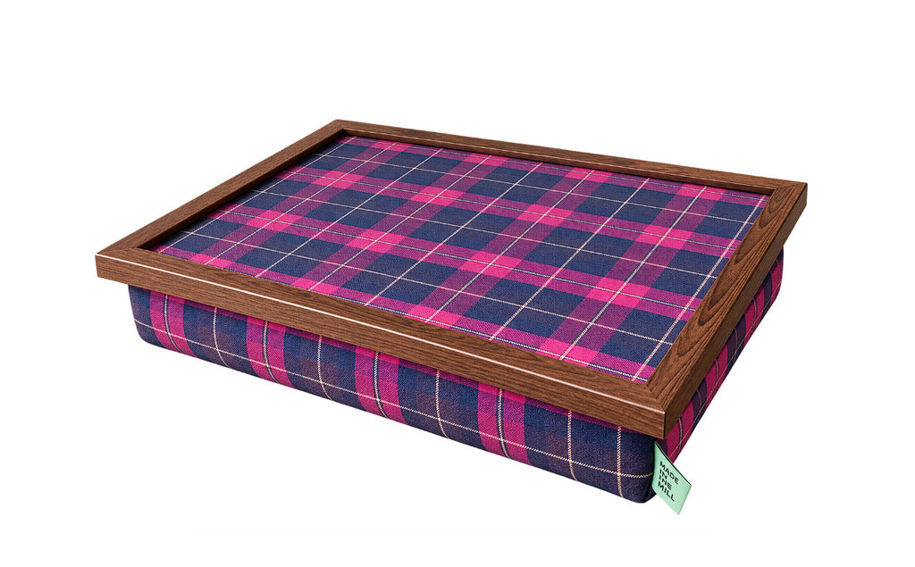 Luxury Burgundy Boyd Tartan Lap Tray With Bean Bag from Made in the Mill