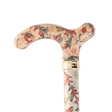 the image shows the classic canes slimeline chelsea cane with the cream coloured flowery pattern