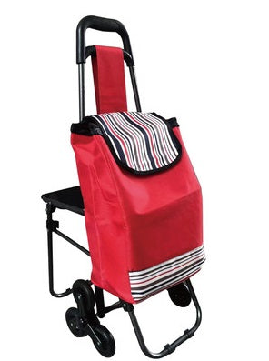Stair Climber Shopping Trolley with seat - red