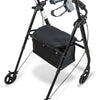 A rear view of the black Lightweight Four Wheeled Rollator