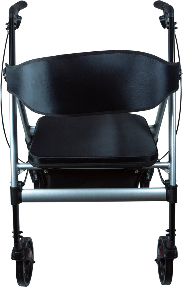 a rear view of the back rest on the deluxe bariatric rollator/walker