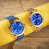 the gold and blue talking watches