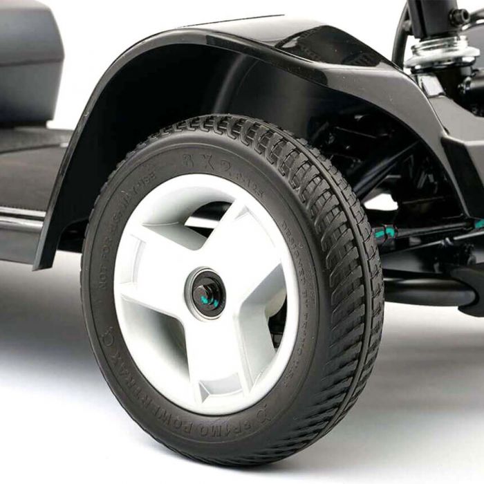 Pride Apex Lite Portable Mobility Scooter - close up of wheels