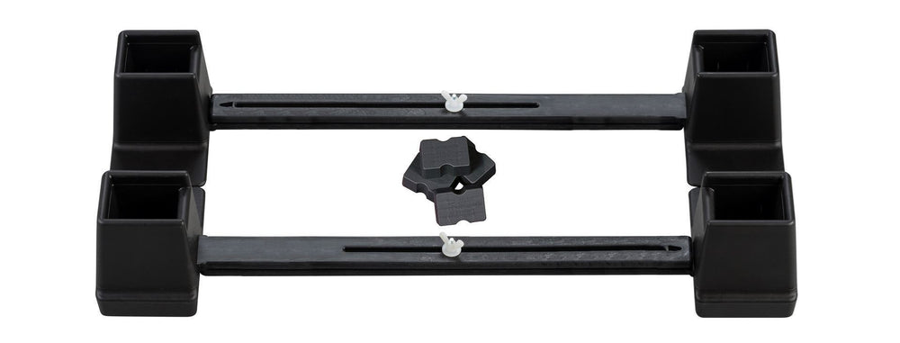 the image shows the black adjustable bed raisers