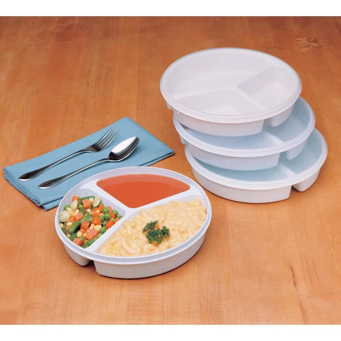 Picture of Partitioned Scoop Dish with Lid in use and showing stackability