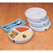 Picture of Partitioned Scoop Dish with Lid in use and showing stackability