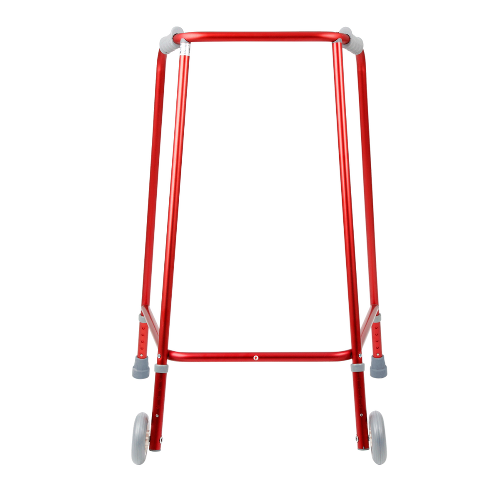 Front view of the Days Red Adjustable Height Wheeled Walking Frames