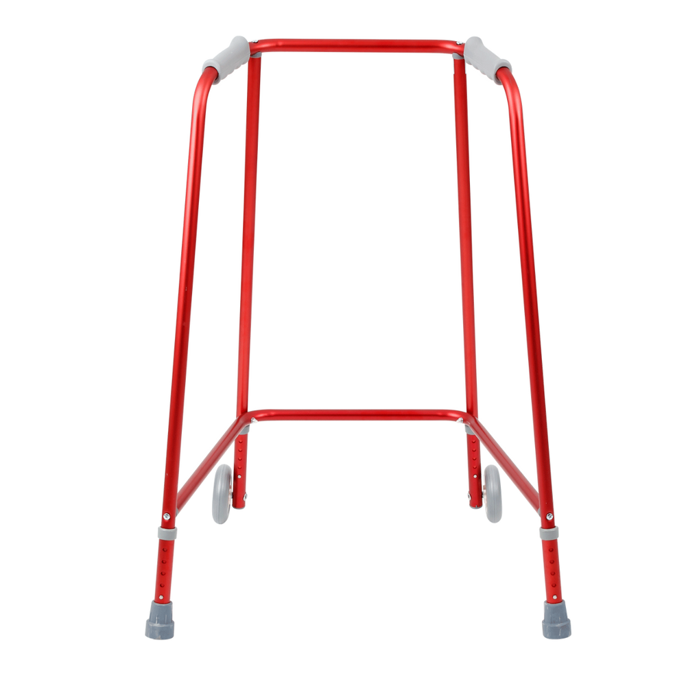 Rear view of the Days Red Adjustable Height Wheeled Walking Frame