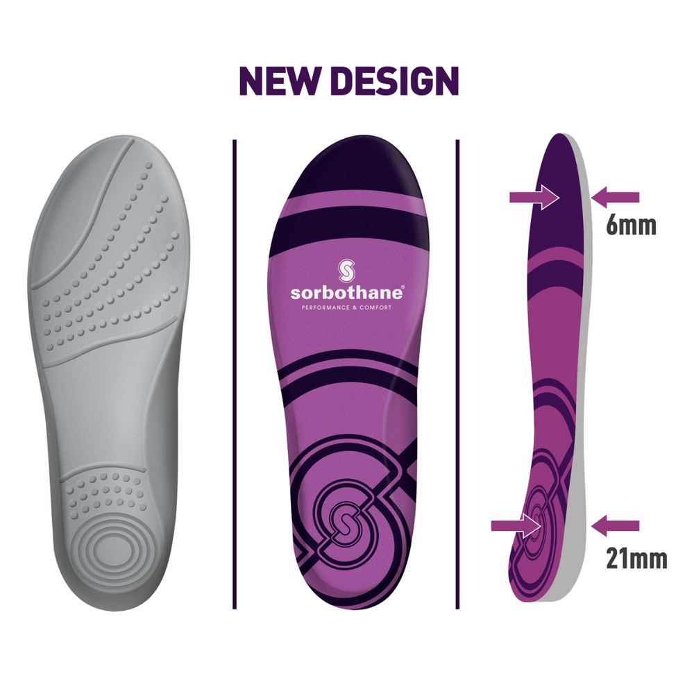 The picture shows the dimensions of the Sorbothane Cush N Step Insoles