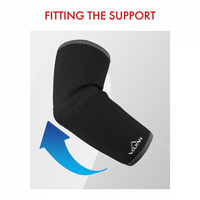 shows how to fit the Vulkan Classic Elbow Support