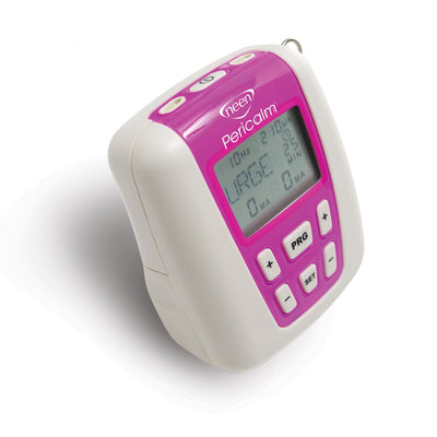 a close up of the pericalm unit in pink and white