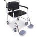 the image shows the bariatric mobile commode with footrests