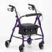 A front view of the Purple 100 Series Four Wheel Rollator 