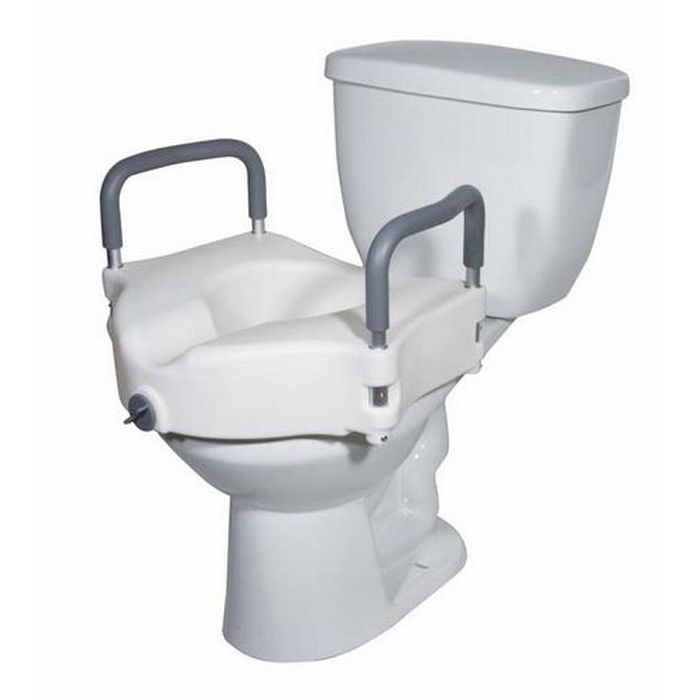 2 in 1 Locking Elevated Toilet Seat in place on a toilet
