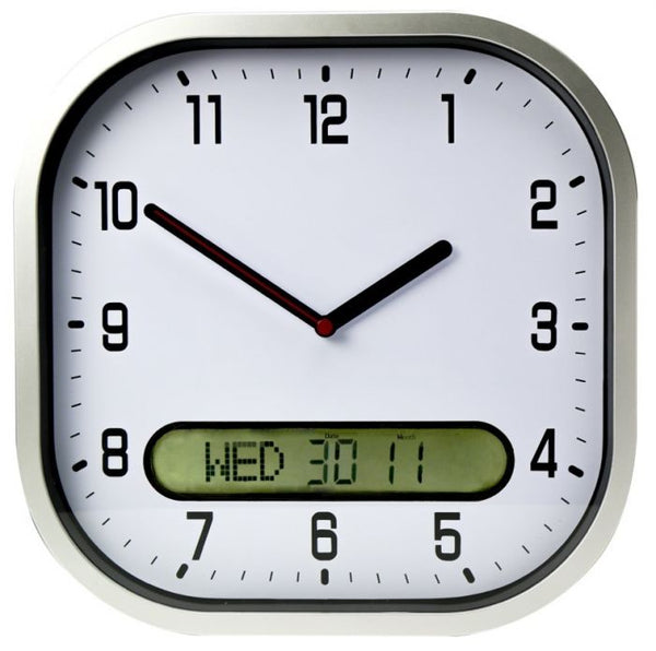 The Lifemax Clear Time Day-Date Wall Clock in White