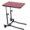 shows the overbed/chair wheeled table with two wheels